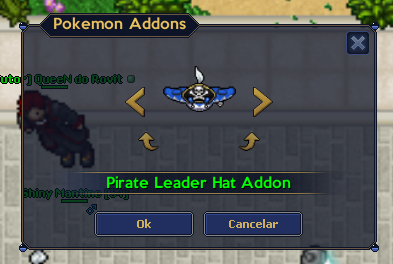 Setas para alternar entre os addons disponíveis do Pokémon