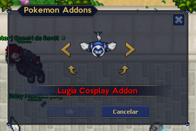 Lista de addons na Poke Info com nomes em verde e vermelho