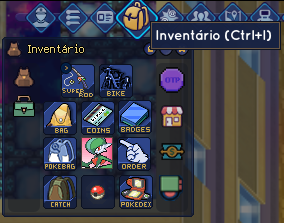 Inventário do OTPokemon aberto pelo atalho Ctrl+I