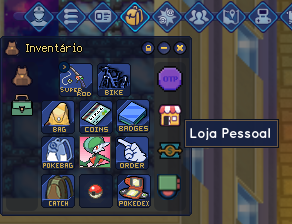 Botão Loja Pessoal, à direita do inventário