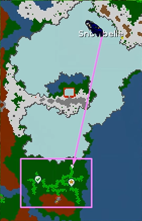 Snowbelle com a área da Hunt 500 ao sul destacada